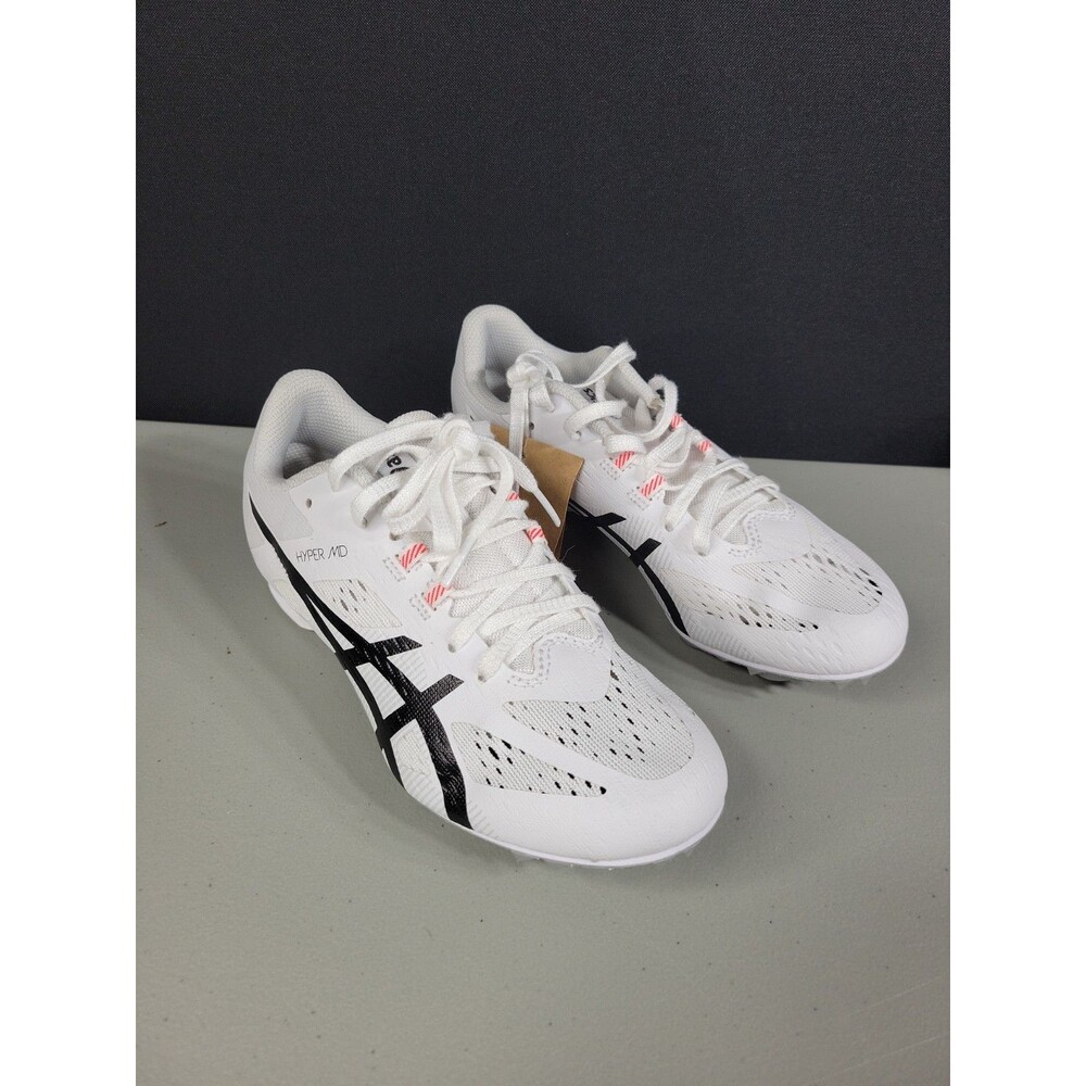 Size 4.5 - ASICS Hyper MD 8 Low White Black Track and Field Shoes No Spikes